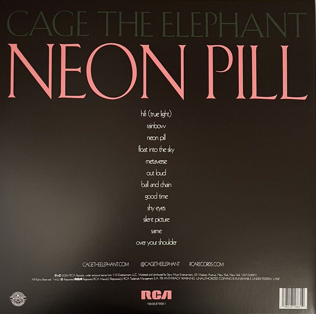 Cage The Elephant Neon Pill Vinyl Record Sleeve Back